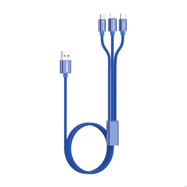 Emerald Blue 6FT 3 in 1 USB Charging Cable 2.4A, Universal Fast Charging Cord Connector EE-316-BLU - main